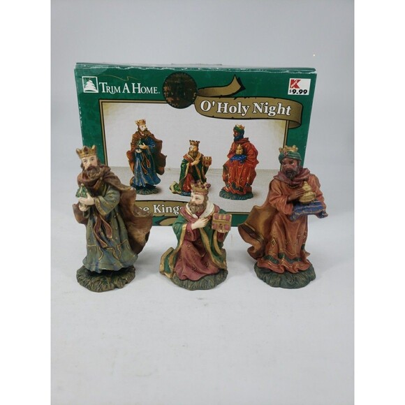 Vintage Kmart O' Holy Night THREE KINGS Figurines Trim A Home Original Box *READ - Picture 1 of 16